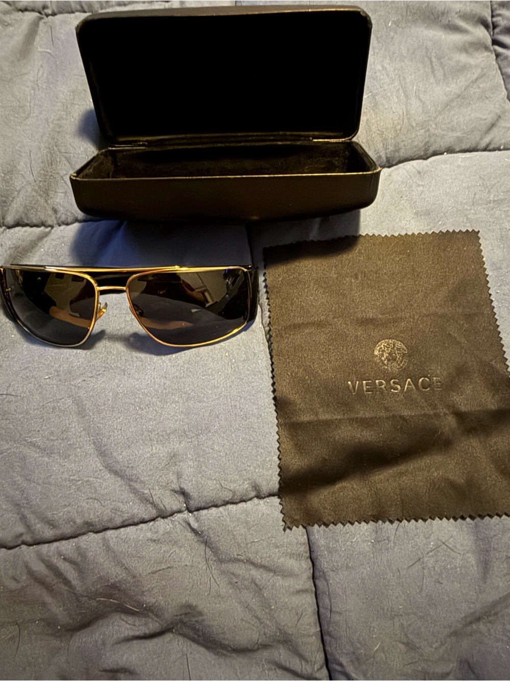 Versace Gold Frame Black Lens Sunglasses